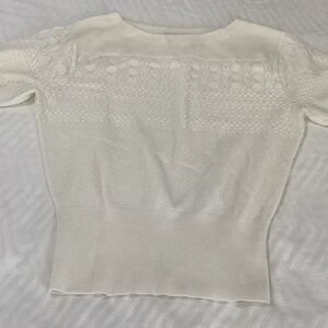 Club Monaco Cream Textured Knit Blouse